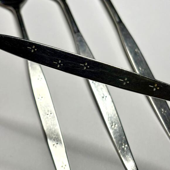 Oneida Community CELEBRITY Stainless 4 Iced Tea Spoons MCM w/ White Stars - Picture 9 of 11